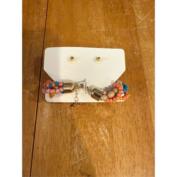 Indigo Authority Monarch Pastel Beaded Bracelet & Earing Set NEW - Picture 4 of 4